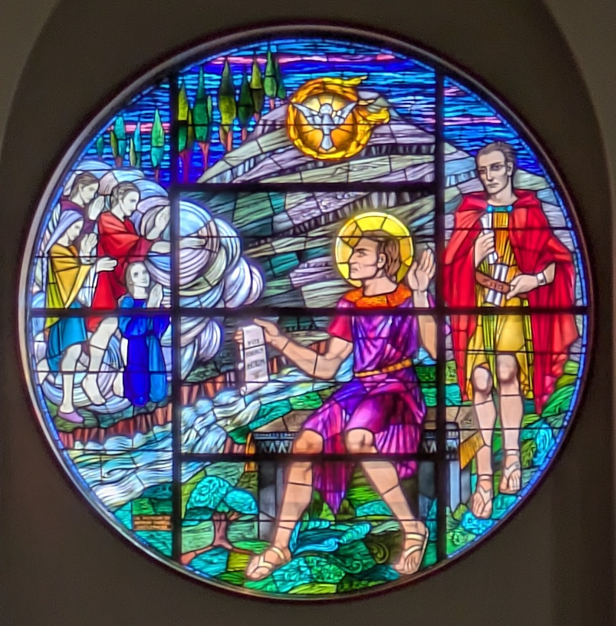 Stained glass altar window